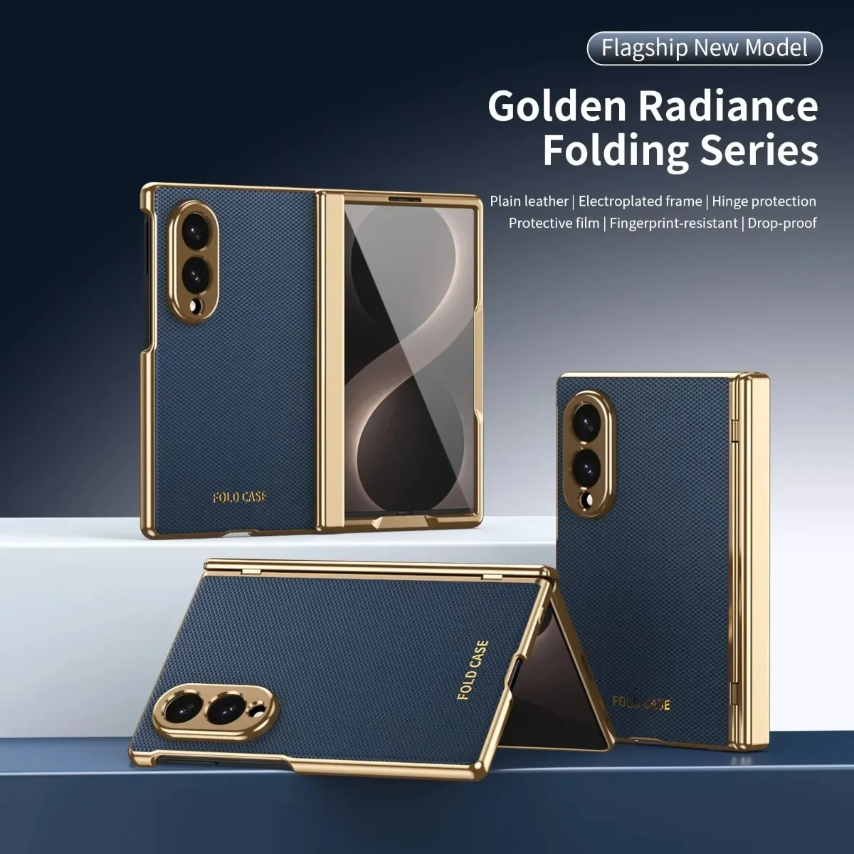 Hinge Leather Plated Hard Case For Samsung Galaxy Z Fold 8 Ultra 7 6 5 4 3 5G Full Cover Protection Screen Glass Film Cover