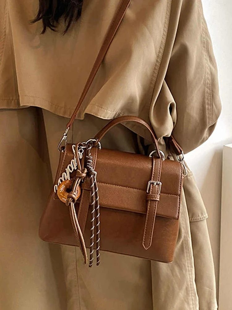 

Retro Flap Small Square Bags for Women 2025 Trendy PU Leather Crossbody Bag Female Daily Commuter Handbags