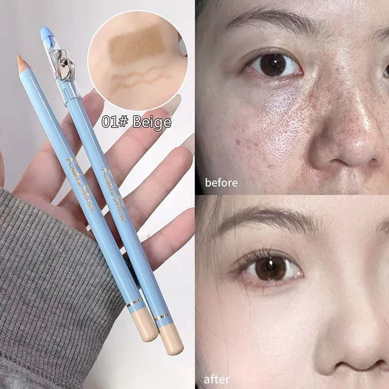 クリーミーコンシーラーペンシル カバー フェイス ニキビ跡 くま スポット カラーコレクター ヌードベージュ 目元を明るくする コンターメイク