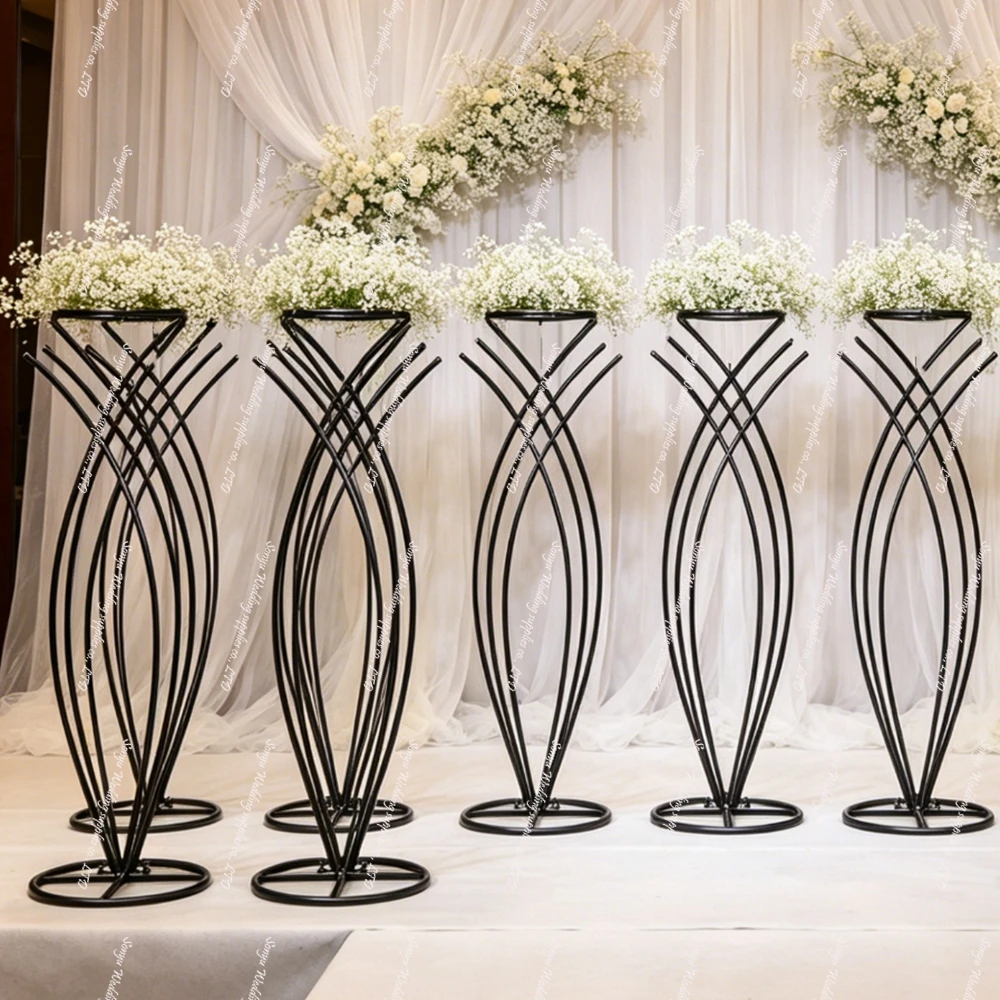 

10pcs)60-110cm Custom black Wedding Arch Stainless Steel Backdrop curved shape Arch Wedding Stage Floral Arch