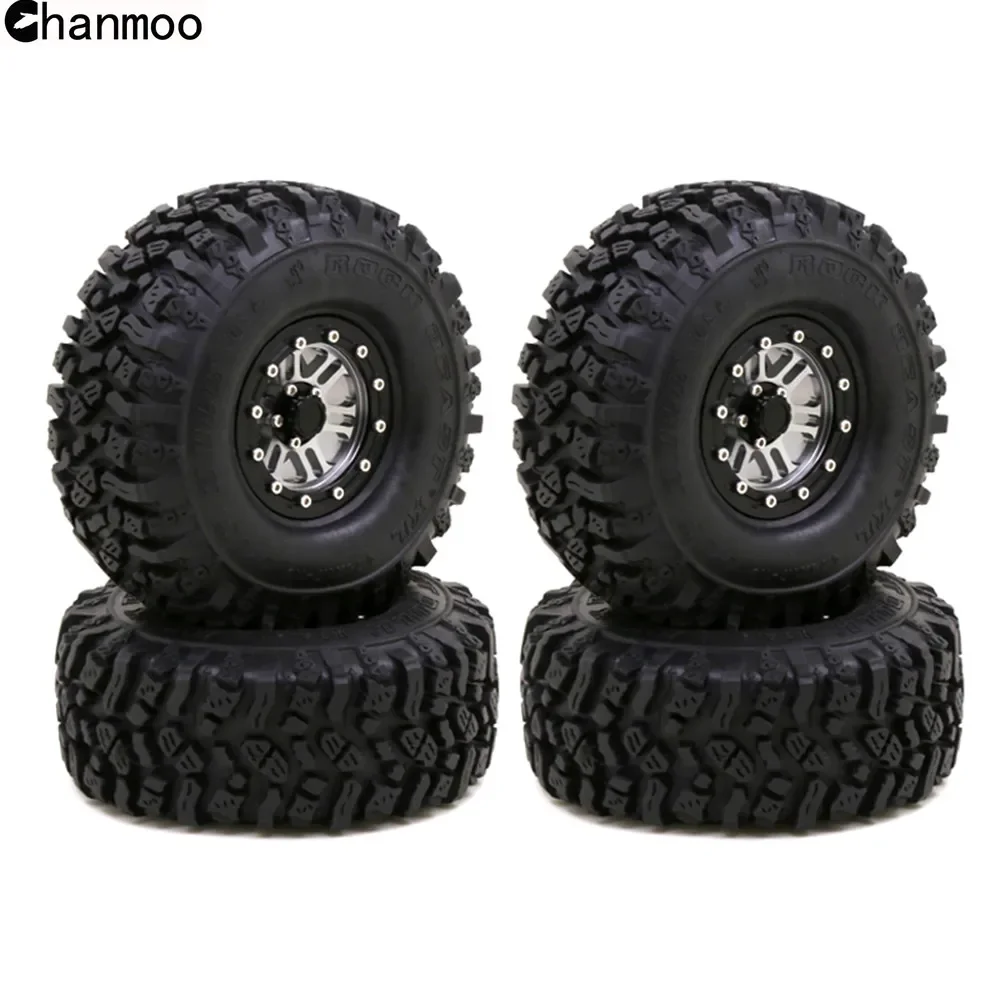 

1.9"Rubber Tires Tyre Metal Beadlock Wheel Rims Hub for 1:10 RC Crawler Axial SCX10 AXI03007 90046 Traxxas TRX4 Redcat Parts