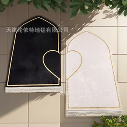 2 pezzi flanella preghiera stuoia culto coperta nappe ginocchiere goffratura pavimenti tappeti antiscivolo morbido tappeto da preghiera portatile regalo Ramadan