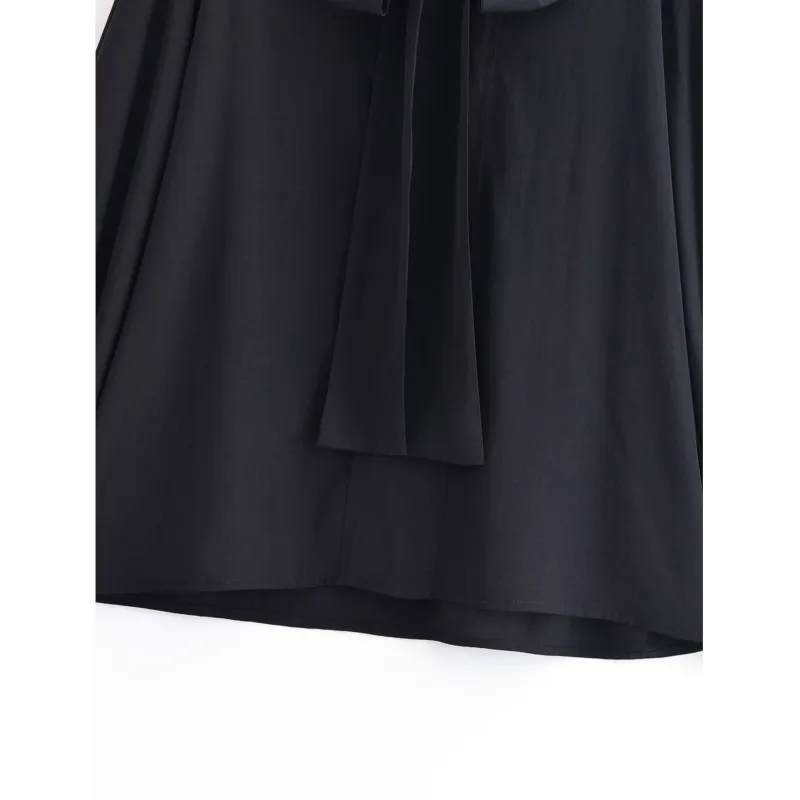 เสื้อเชิ้ตผู้หญิงทรงตรง แขนยาว ผ้าพลิ้ว พร้อมเชือกผูก รุ่น HipSeam สำหรับฤดูใบไม้ผลิและฤดูใบไม้ร่วง เสื้อผู้หญิงและเสื้อเบลาส์ สไตล์เก๋ไก๋