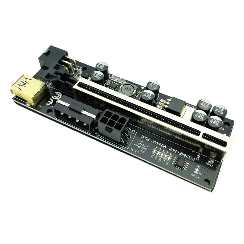 PCIE Riser para Bitcoin Mineiro Mineração, placa de vídeo, cabo de extensão USB 3.0, cabo adaptador, PCI Express X16, VER009C, 6pcs