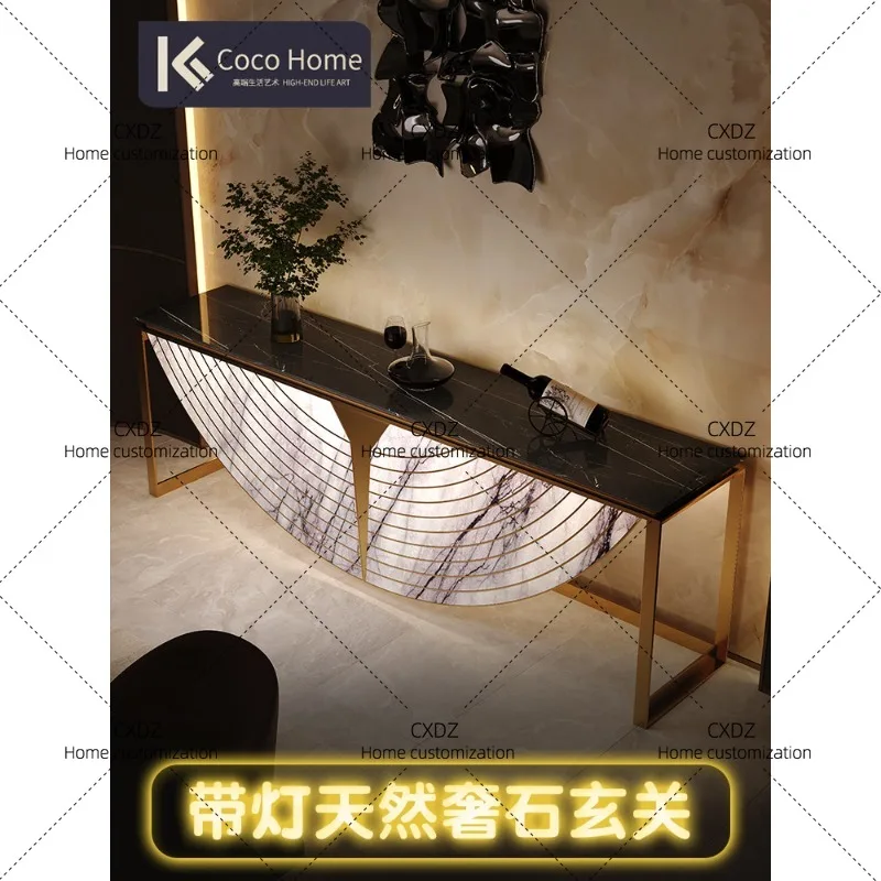 Xiangxuemei luxury stone high-end villa background wall corridor aisle large apartment entrance table