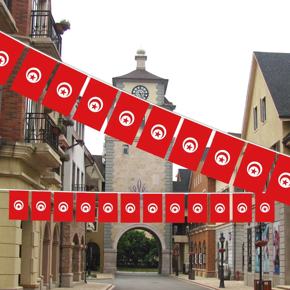 

SKY FLAG Tunisia bunting flags 14x21cm 20pcs/lot Tunisia String flags Pennant Banner Festival Party Holiday for decor