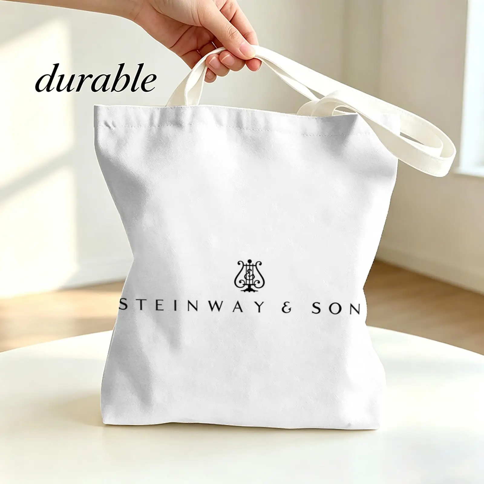 S-Steinway & S-Sons Storage Bags Canvas Tote Bag Double-Sided Print Lightweight Shoulder Travel Beach Bag Gift Eco