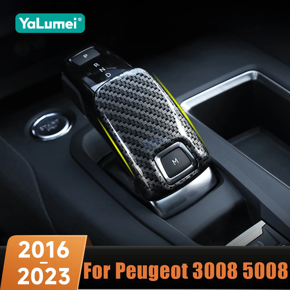 

Карбоновая ручка переключения передач автомобиля, чехол, накладка, наклейка для Peugeot 3008 5008 GT 2016 2017 2018 2019 2020 2021 2022 2023
