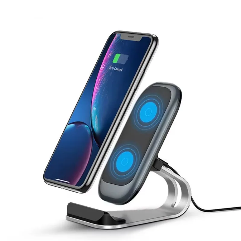 

Aluminum Alloy Mobile Phones Dock Holder 10W 15W Fast Charging Desktop Wireless Charger Stand for Samsung/iPhone/HUAWEI/Xiaomi