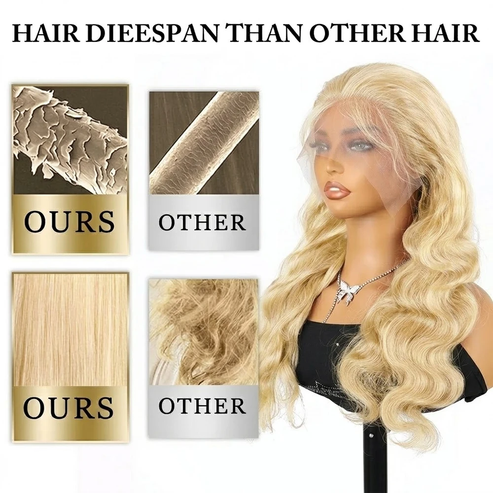 250 Density 13x6 HD Lace Frontal Wig 36 38 Inch 613 Blonde Body Wave 100% Human Hair Wigs Colored Human Hair Wigs Brazilian For Women
