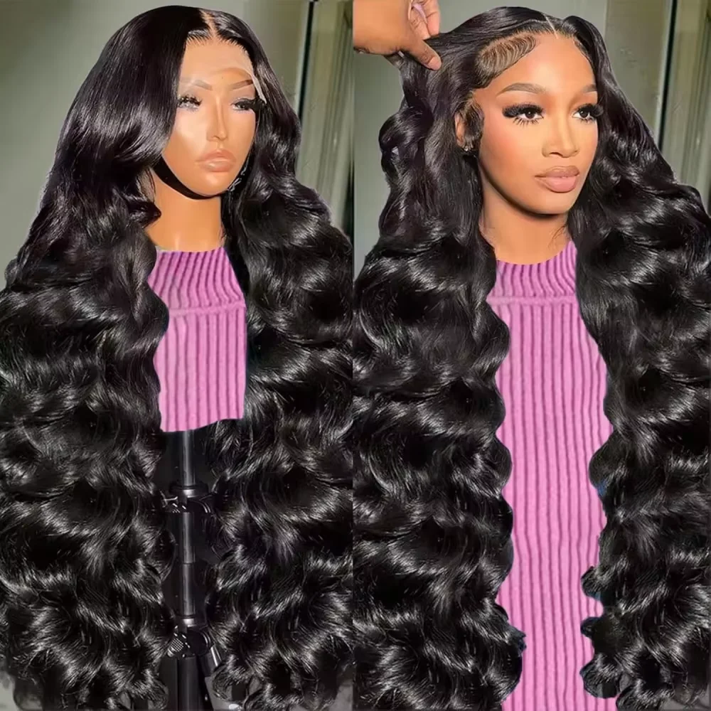 Perruques de cheveux humains 13x4 13x6 Full Frontal Body Wave 360 HD Transparent Lace 7x6 sans colle, longues, couleur naturelle, pré-épilées, 40 46 pouces