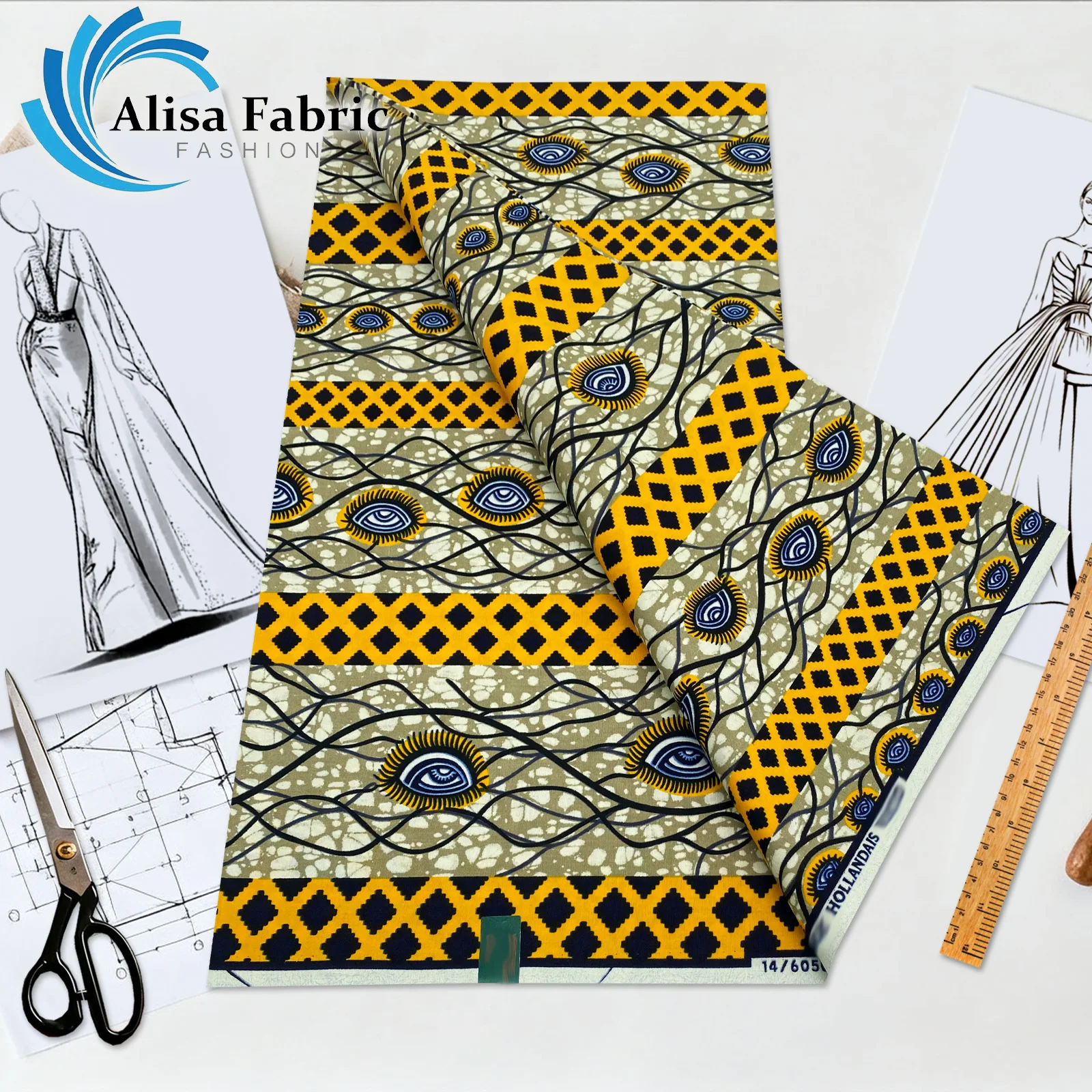

Latest 2026 hollandais African wax print fabric 100% cotton wholesale Dutch 6 yards couture for sewing