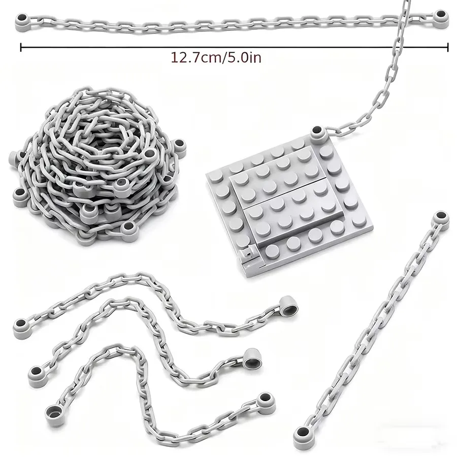 10pcs MOC scene long chain building blocks, wedo30104, 12.8cm basic building block accessories, 1x16 particle chains at both end