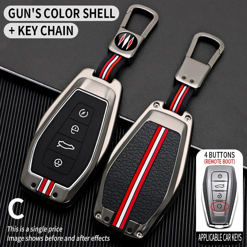 

Metal Car Key Cover Fob Case Shell for Geely Coolray X6 Geometry C Emgrand Global Kulrey Hawk GX7 Okavango 4 Bottons