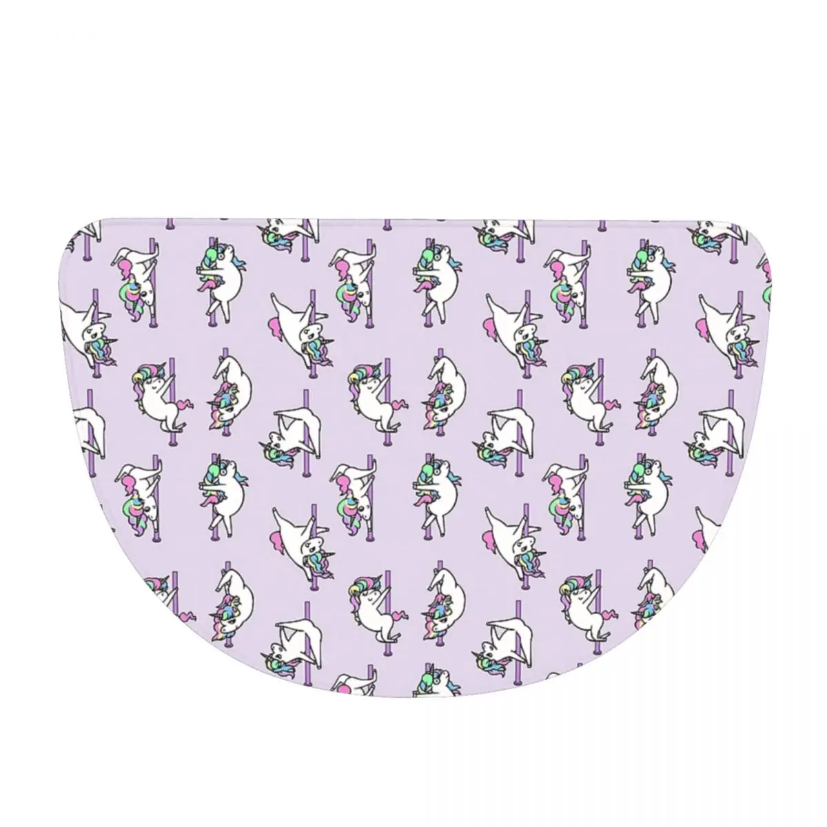 Unicorn Pole Dancing Club Soft Flannel Half Round Doormat Non Slip Bathroom Mat Absorbent Floor Carpet for Garage