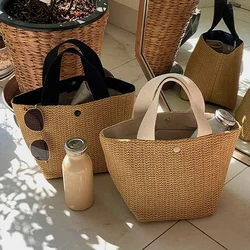 Elegant Ladies Straw Woven Handbag Women Holiday Beach Casual Tote Top-Handle Bags Fashion Retro Shoulder Bags