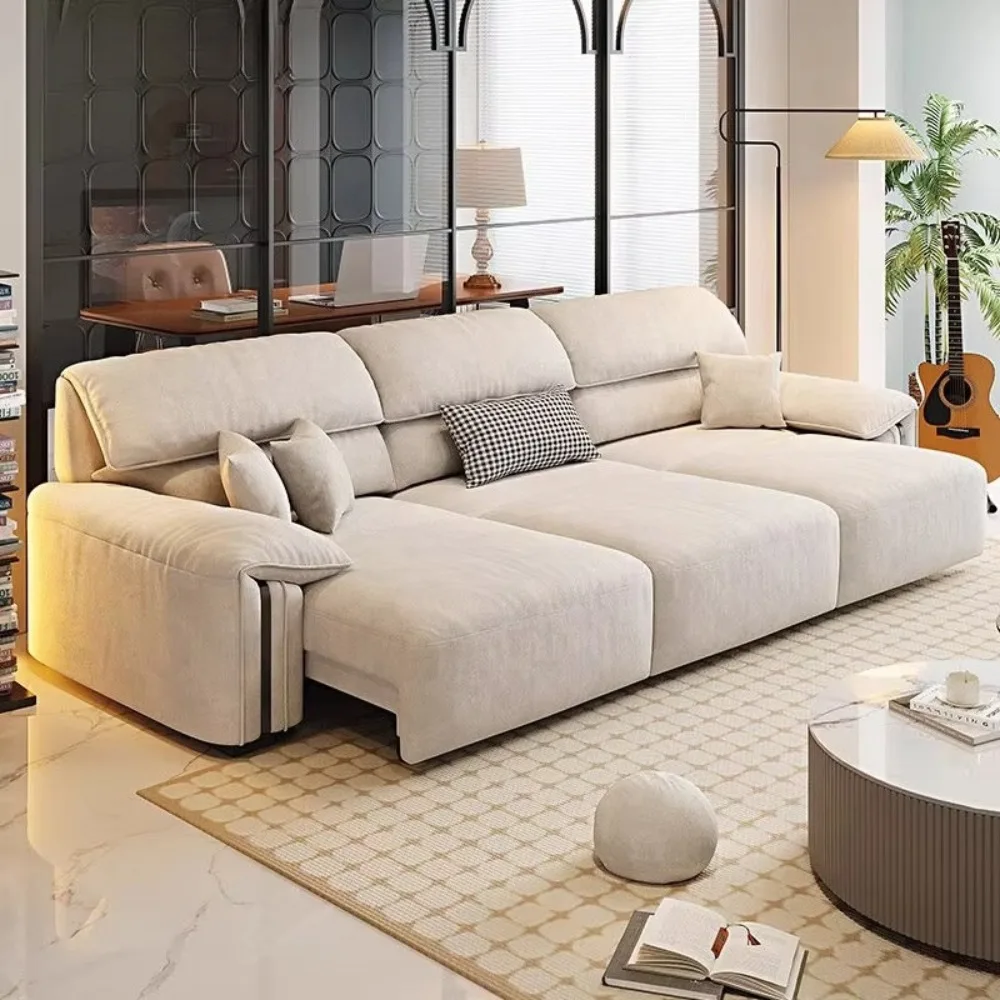 Anti-cat scratch cloth electric function sofa living room retractable adjustable fabric sofa bed integrated dual-purpose