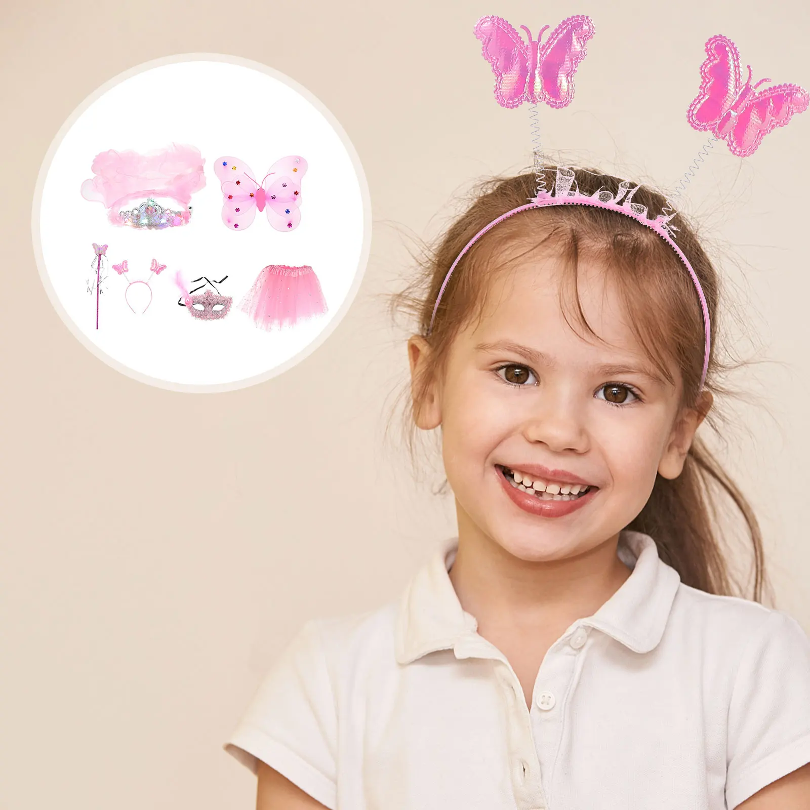 

Princess Dress Up Set Costume Accessories Wing with Fairy Stick Butterflies Accessory Girl Clothing s Party Decorative