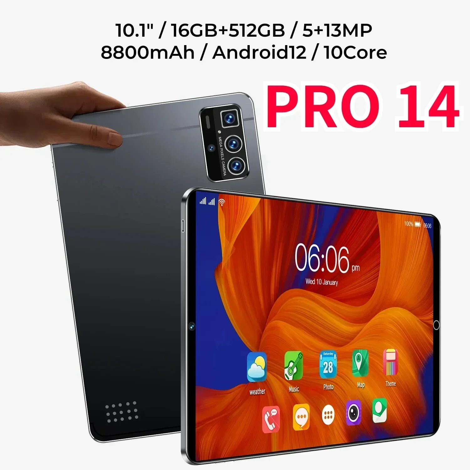 

Новинка планшет 10,1 дюймов HD Android Pro 14 16G + 512 Гб телефон планшет для ноутбука телефон с двумя SIM-картами или WIFI Google Play планшеты