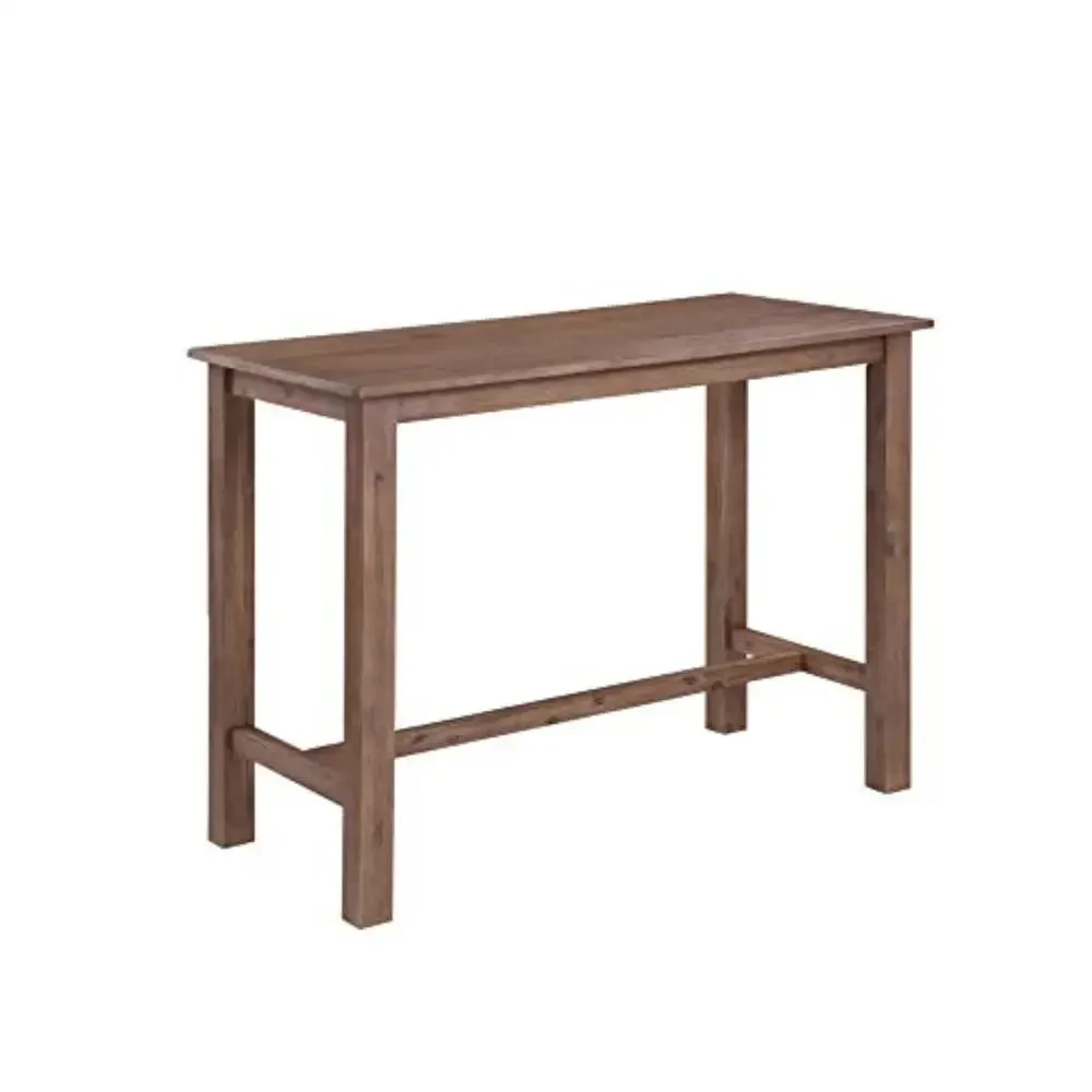 Sonoma Pub Table Rustic Farmhouse Style Barnwood Wire-Brush Finish Eco-Friendly Rubberwood Seats 4 Matching Saddle Stools Easy