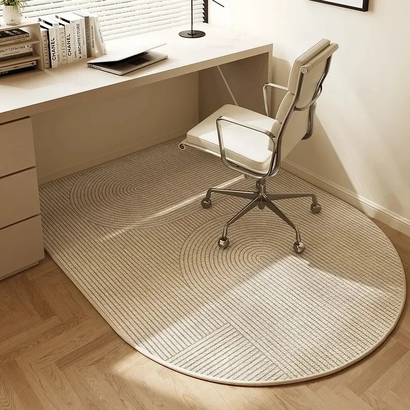 Swivel Chair Floor Mat Bedroom Dressing Table Beige Carpet Stripe Decoration Study Game Chair Swivel Chair Table Arched Rug 자 F