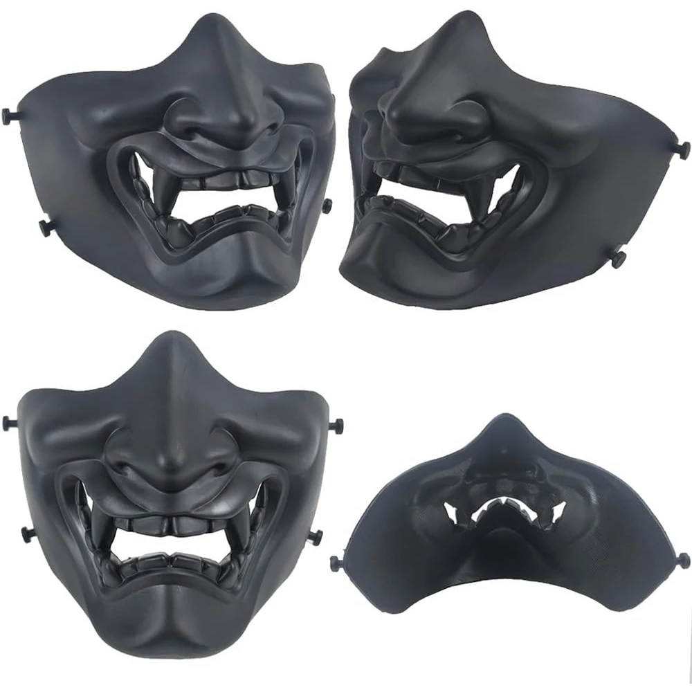 Halloween horreur tactique demi visage démon samouraï masque Airsoft BB pistolet militaire masque CS fête Cosplay Halloween masques