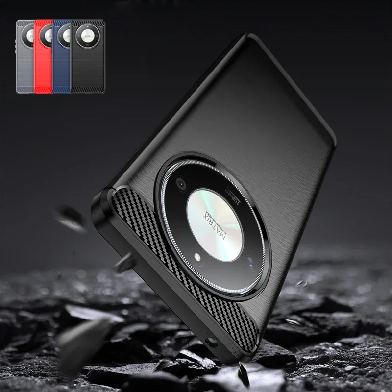 Shockproof Bumper TPU Business Carbon Fiber Soft Case For Honor Magic 6 Lite 6 Pro 5 Lite X9 AB X8A X8B X6A X7 X7A 100 90 4G 5G