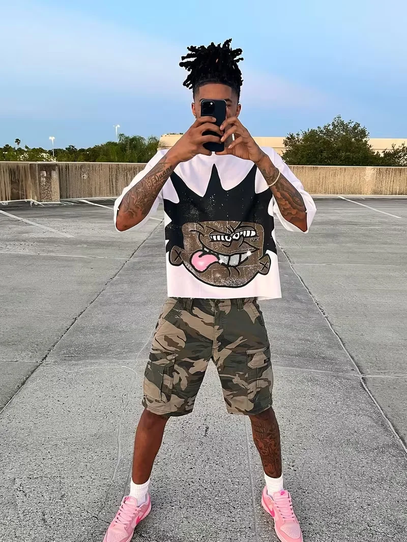 Street-style Hip-hop Graphic T-shirt Featuring An American-style Cartoon Avatar Print Unisex Short-sleeved Retro Y2K Casual Tops