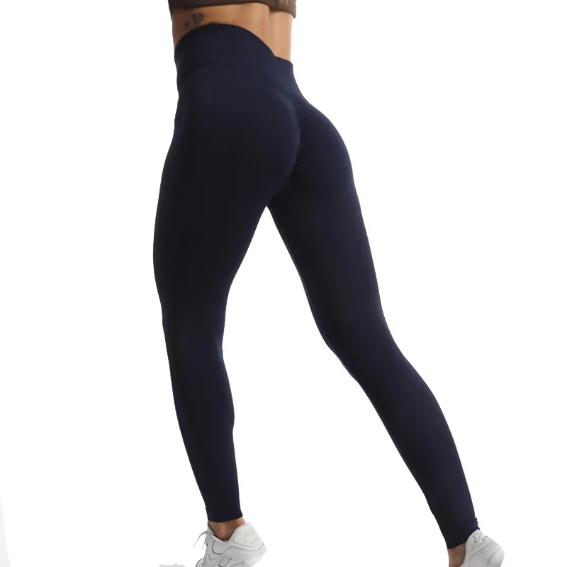 VISNXGI-Leggings de fitness push-up taille haute sans couture pour femme, jegging sexy, pantalon slim, monochromatique, salle de sport,