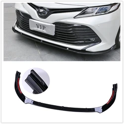Front Bumper Spoiler Lip For Toyota Camry L LE XLE 2018-2019 Deluxe Version Gloss Black/Carbon Fiber Look Lower Splitter Blade