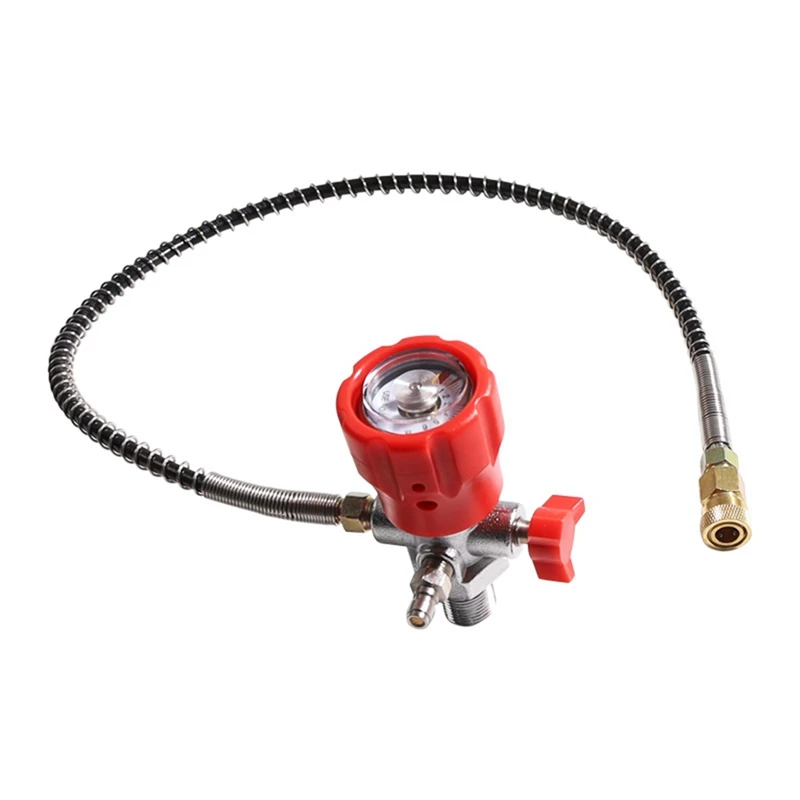 CO2 Tank Compressed Air DIN Valve Gauge & Fill Station,6000Psi High Pressure, 6Mm Quick Disconnect Adapter