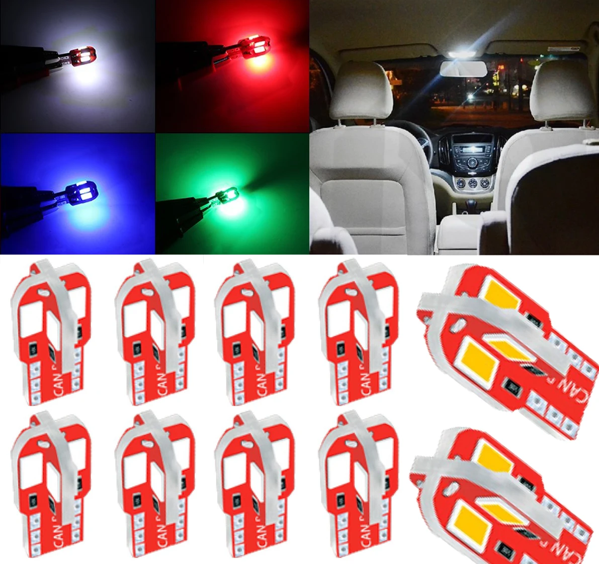 T10 5730 5630 8SMD LED Light Bulb License Plate Light Bulb, 10 Pieces Of 12V 8000K Car Width And Ceiling Lights.