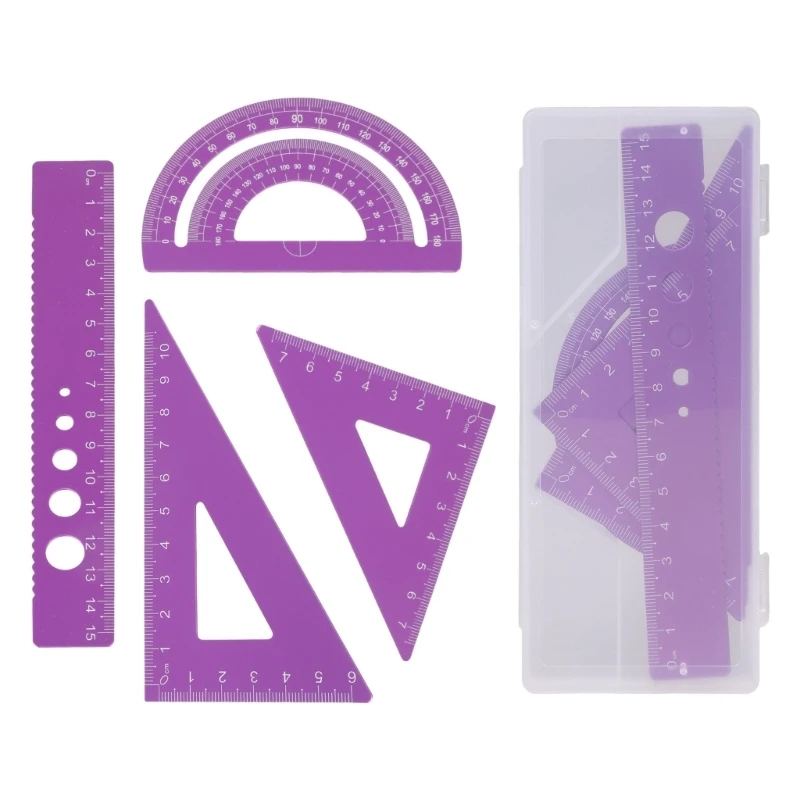 A3PC Professional Math Measurement Set 4Pcs Metal Rulers For Classroom Precise Tasks