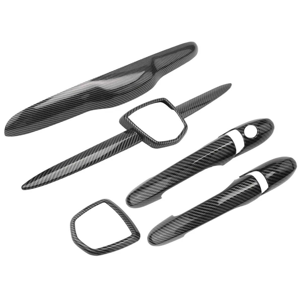 #17M For Fiat Abarth 500 595 695 Complete Exterior Cover Kit Badge,Door Handle Cover,(Carbon Pattern Color)