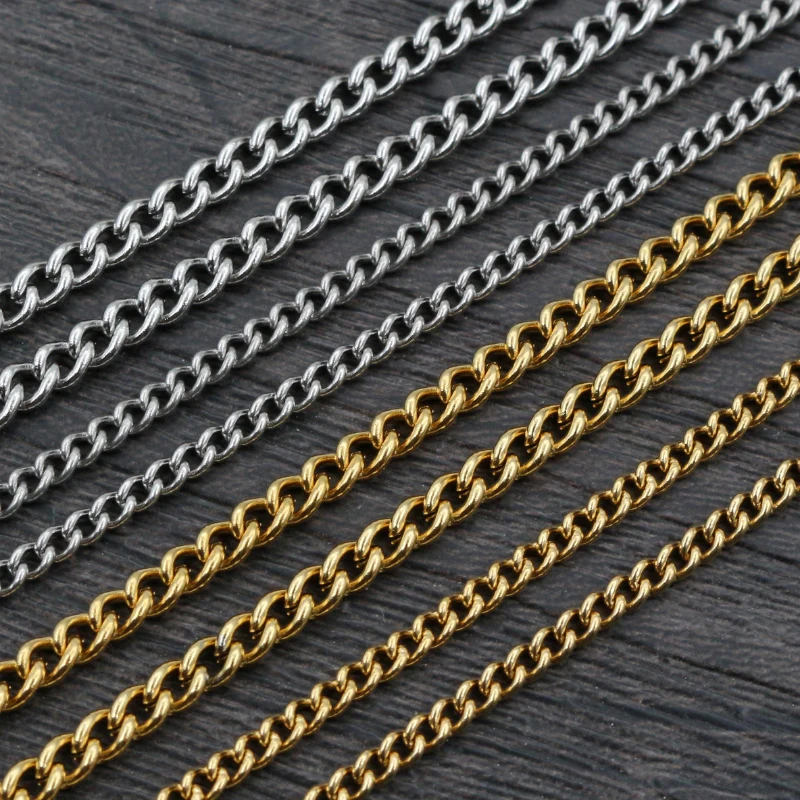 5 Meters/Lot Never Fade Thicken Stainless Steel Necklace Chains Bulk For DIY Jewelry Findings Making Materials Handmade Supplies