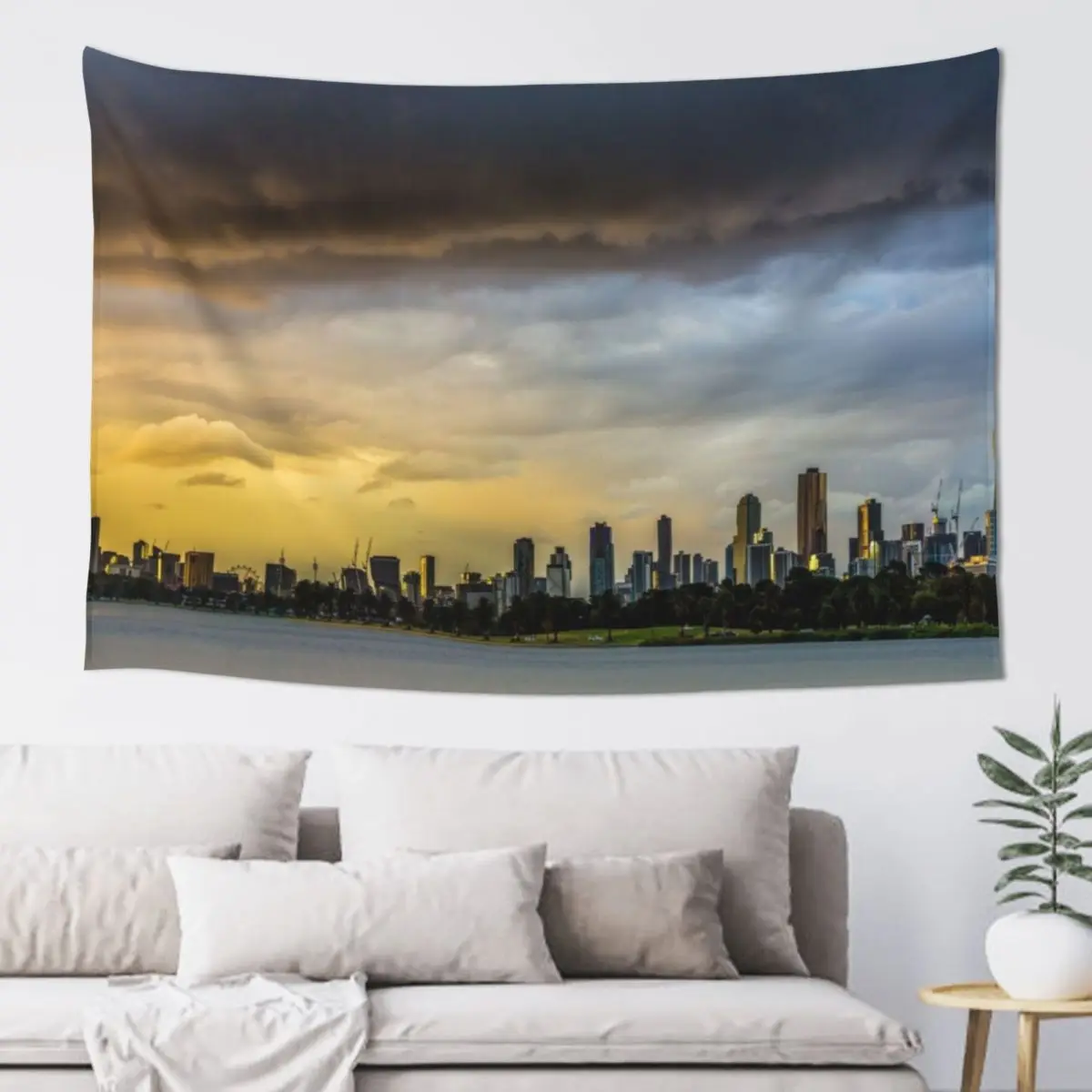 Альберт Парк Озеро и Мельбурн Панорамный гобелен Украшения комнаты Эстетическое украшение для спальни Гобелен