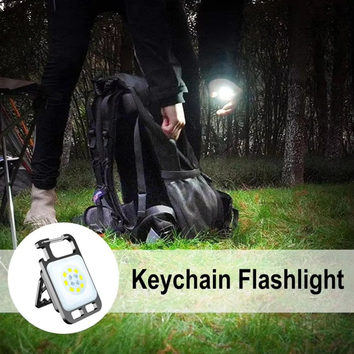 Mini  Portable Keychain Flashlight Multifunction COB Work Light USB Rechargeable Strong Magnet Outdoor Camping Lantern