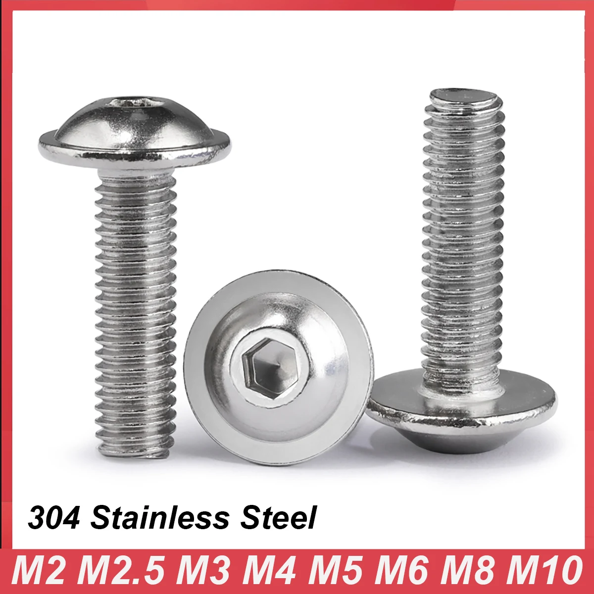 

M2 M2.5 M3 M4 M5 M6 M8 M10 ISO7380.2 A2 Stainless Steel Allen Hex Hexagon Socket Round Button Head With Washer Collar Bolt Screw