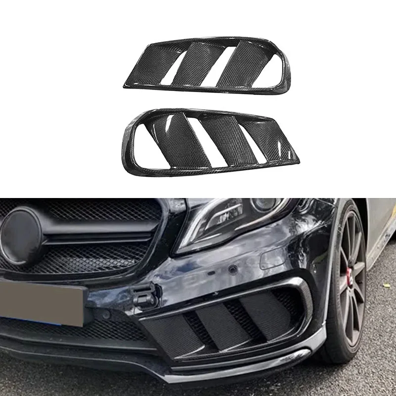 

Carbon fiber front bar air outlet decoration fog light frame air intake hole accessories for Mercedes Benz GLA45 X156