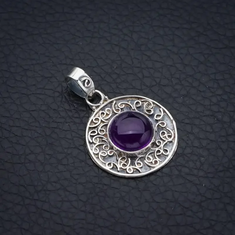 

Hesy® Natural Amethyst Handmade 925 Sterling Silver Pendant 1.25" F3984