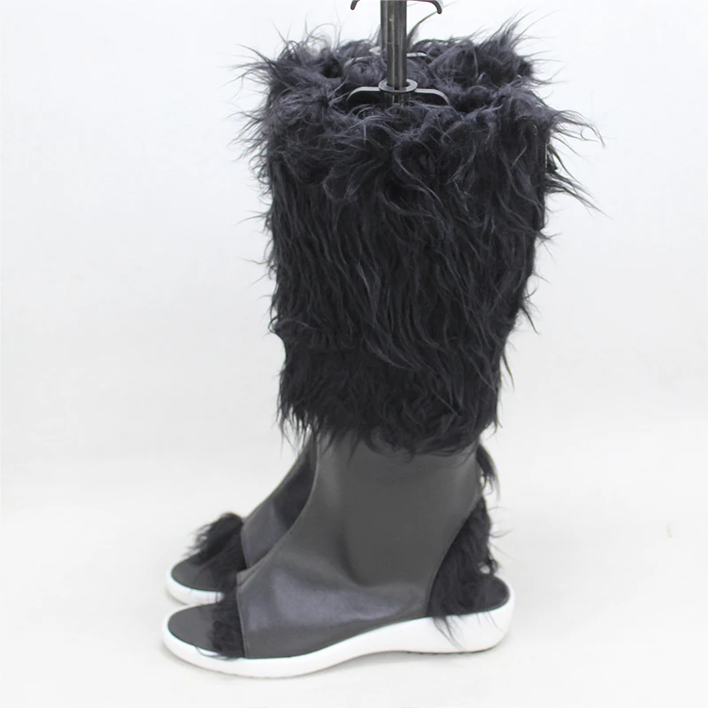 Anime Demon Slayer Hashibira Inosuke Scarpe Cosplay Stivali Maschio Adulto Carnevale di Halloween Stivali neri su misura