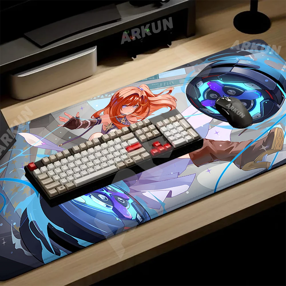 Tapis de souris Senadina Honkai Impact merveilleuse, 900x400, Kawaii, mignon, populaire, tapis de jeu, ordinateur, média, doux, accessoires de bureau, polymères de bureau