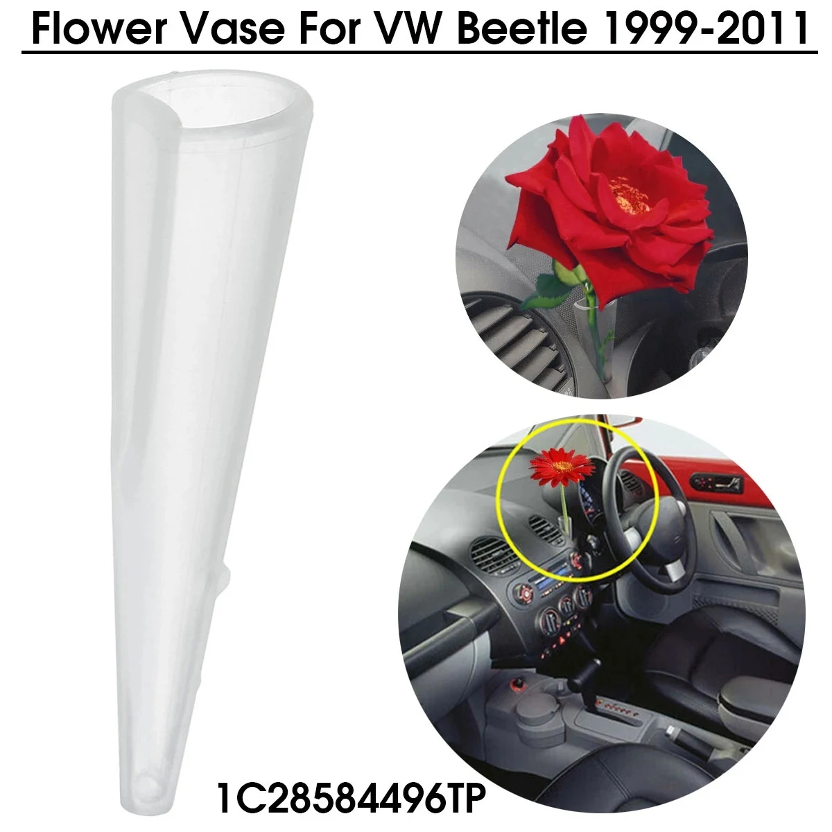 

AU16-1C28584496TP Car Flower Vase Holder Ornaments Dashboard Decor For- Beetle 1999-2011 1C28584496TP RHD
