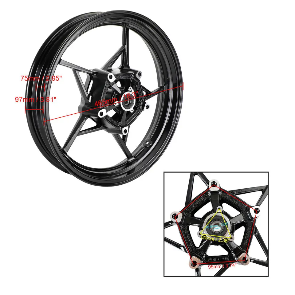 Motorcycle Wheel Rim For Kawasaki Ninja400 EX400 Z400 ABS 2018-2023 Motorcycle Accessories Front Wheel Rim Glossy Black