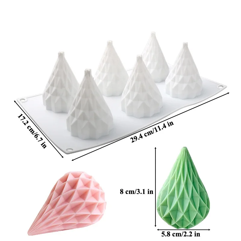 Christmas Tree Design French Mousse Mould 6-Cell Silicone Cake Molds Merry Christmas Food Grade Dessert Baking Tools