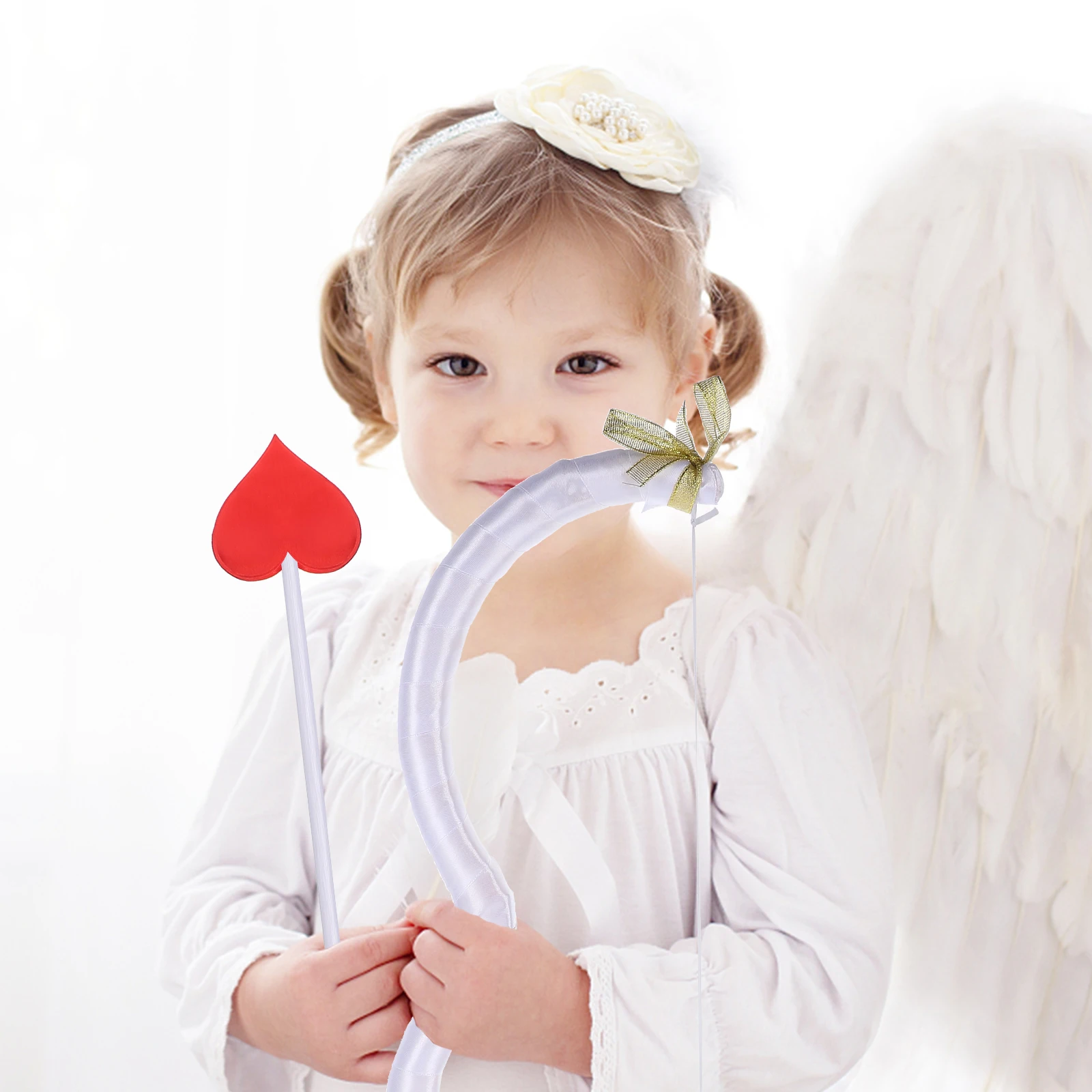 

Cupid Arrow Props White Cloth Bow Reusable Photo Valentine Cosplay Party Foam Lightweight Compact Storage