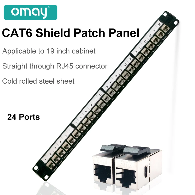 Panel de conexión CAT6 de 24 puertos, conector RJ45 aplicable al marco de distribución Ethernet del estante de cables de red del gabinete de 19 pulgadas