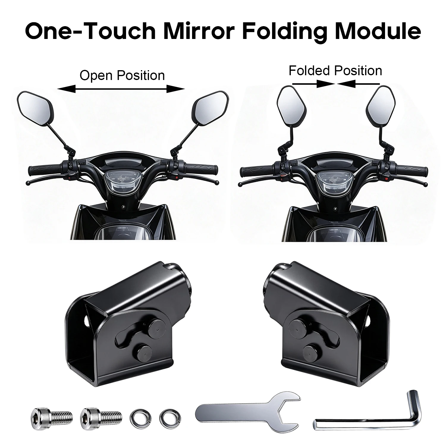 One-Click Folding Motorcycle Mirror Base Universal Rearview Mirror Bracket Anti-Collision Parking Protection for Scooter Moped