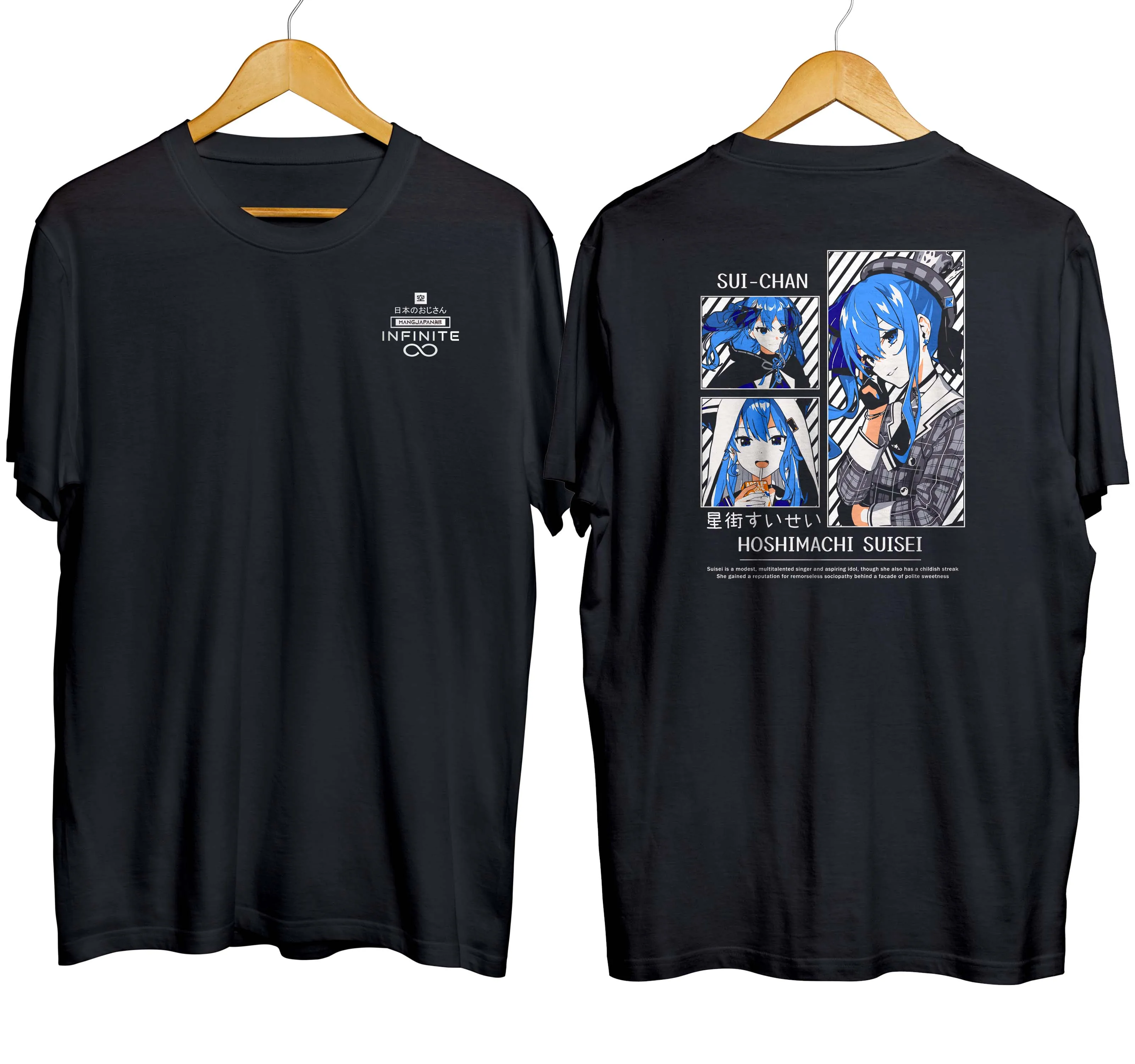 T-shirt distroanime vtuber HOSHIMACHI SUISE GRID- HOLOLIVE JPN 100% cotton combed 30s