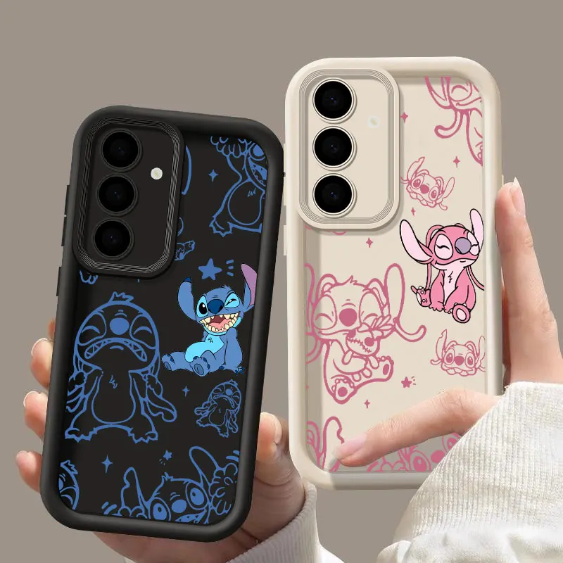 Stitch and Angel Cartoon Silicone Soft Case For Samsung Galaxy S26 S25 Ultra S24 S23 Plus S22 S21 S20 FE Protection Phone Cover